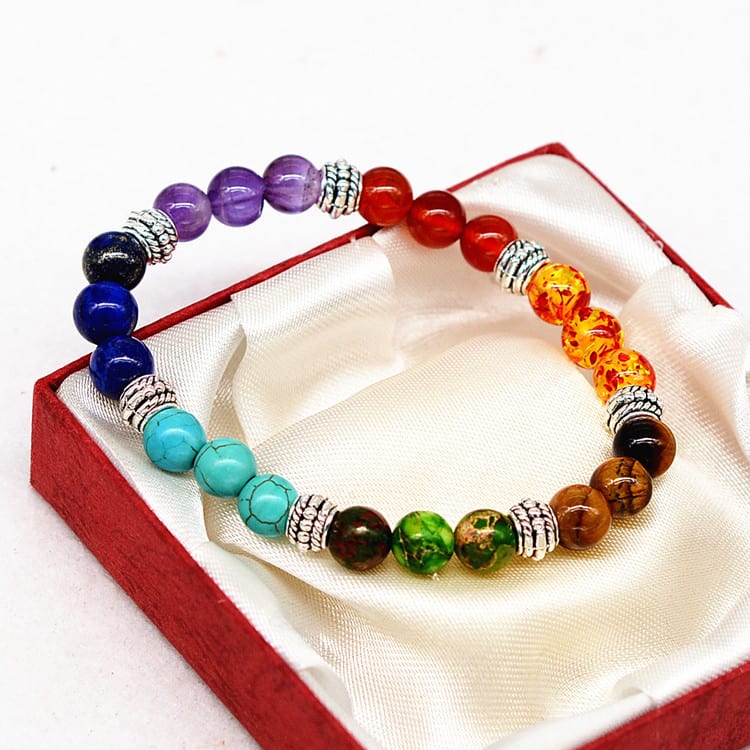 Natural Stone Colorful Chakra Energy Yoga Bracelet view 3