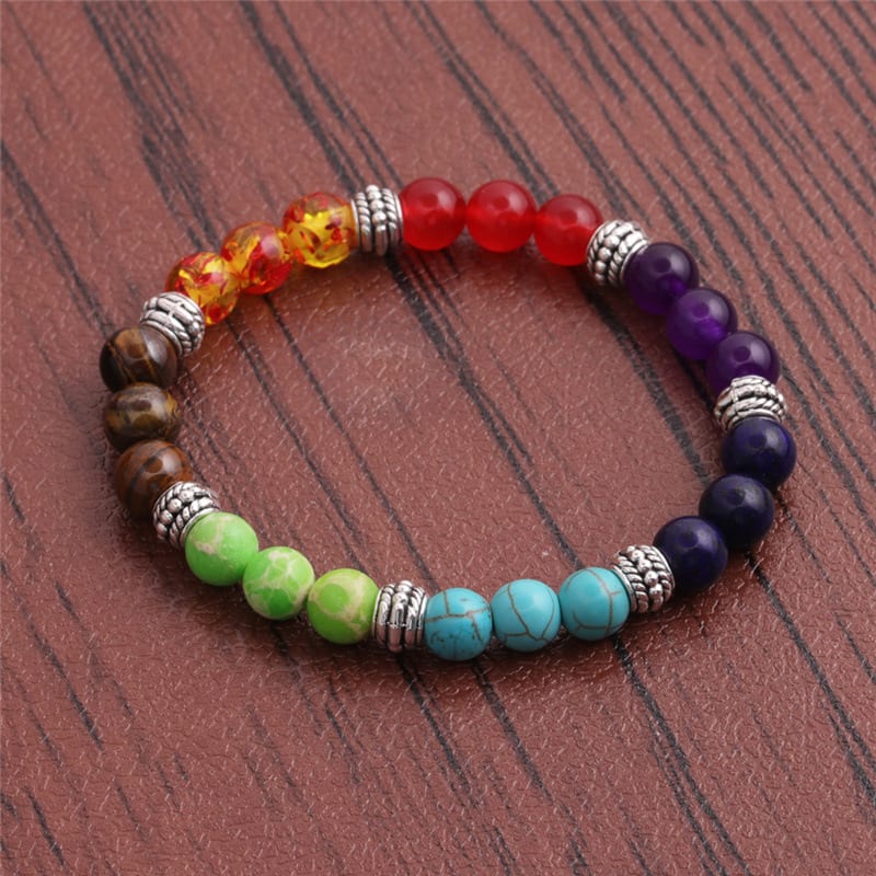 Natural Stone Colorful Chakra Energy Yoga Bracelet view 2
