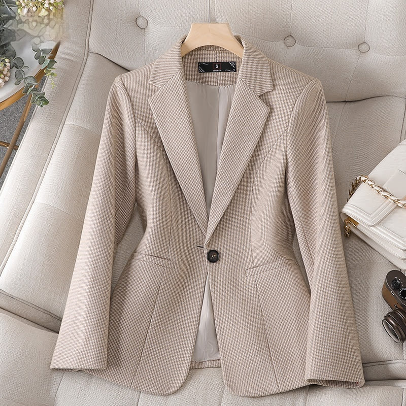 Women's Fashion Houndstooth Small Suit Jacket view 4