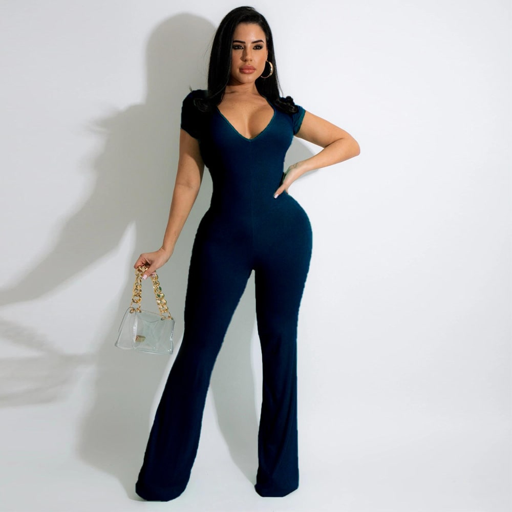 Bell-bottom Pants Short Sleeve Women's Jumpsuit view 2