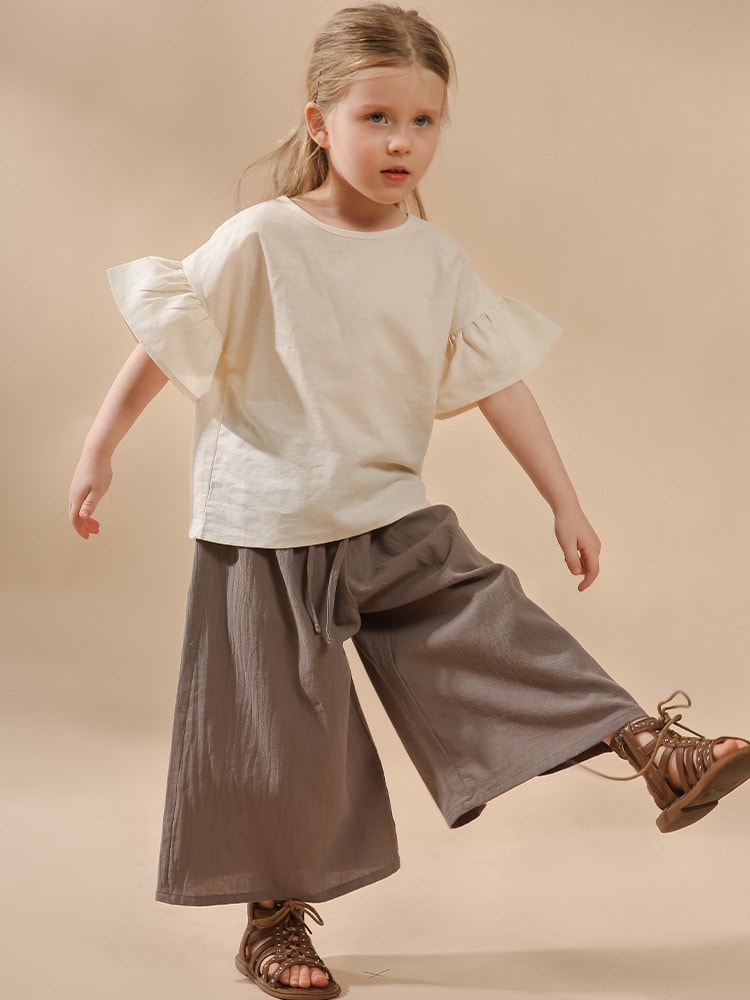 Retro Loose Girls' High Waist Wide Leg Pants view 2
