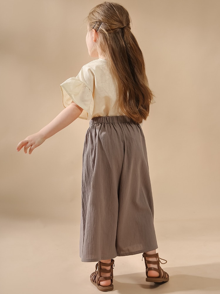 Retro Loose Girls' High Waist Wide Leg Pants view 4