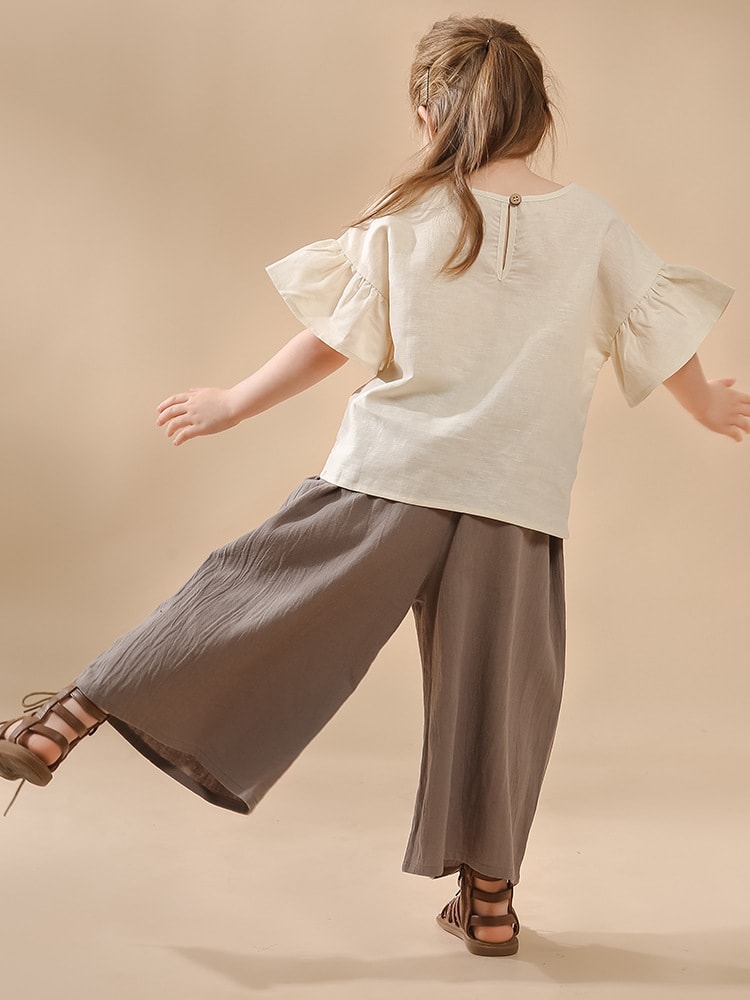 Retro Loose Girls' High Waist Wide Leg Pants view 3