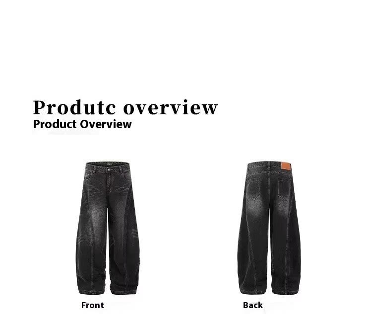 Retro Cat Beard Machete Jeans Women Loose Straight-leg Wide-leg view 3