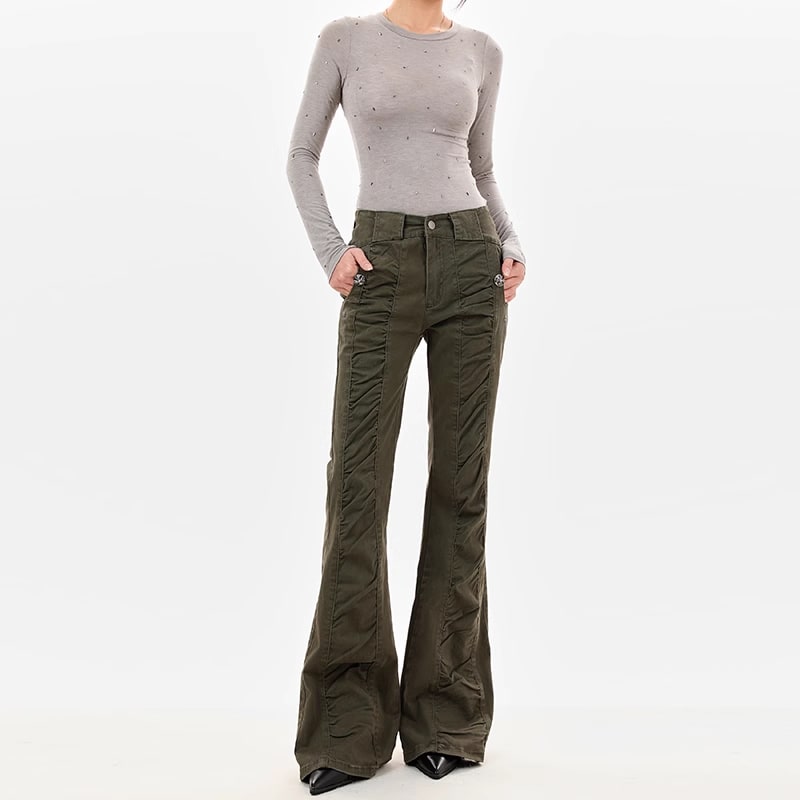American-style Vintage Crumpled Low Waist Skinny Jeans view 6