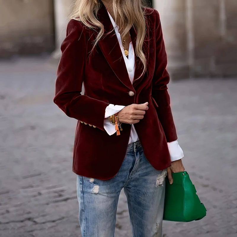 Velvet Lapel Casual Suit Business Fashion Slim Single-breasted Jacket Outwear Clothing For Women view 7