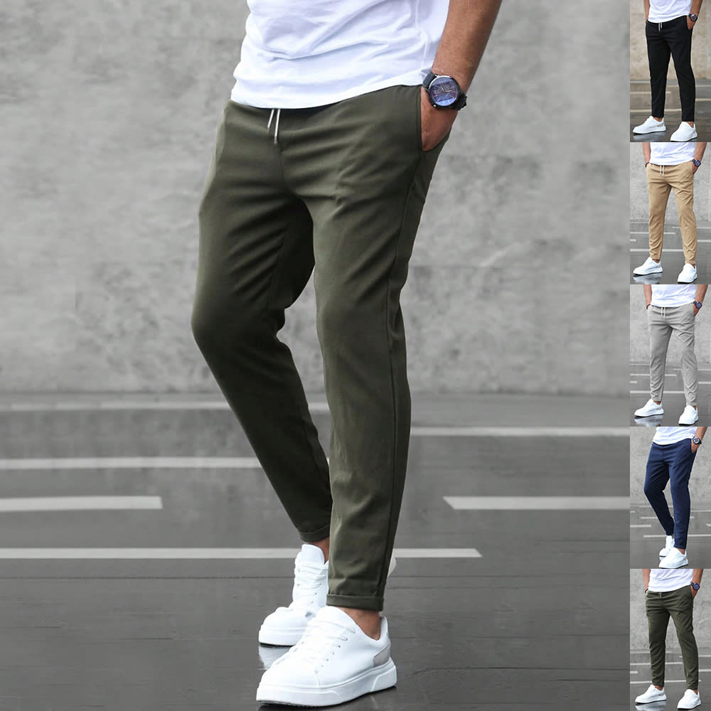Men's Casual Drawstring Trousers With Pockets Fashion Slim Fit  Skinny Pencil Pants Clothing view 5