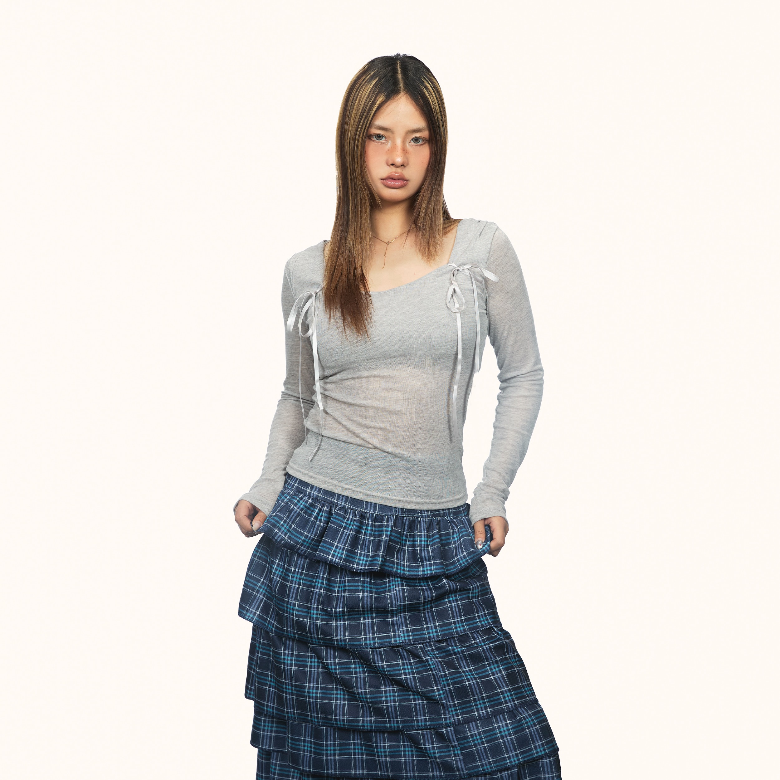 American Retro Diagonal Collar Long Sleeve view 2
