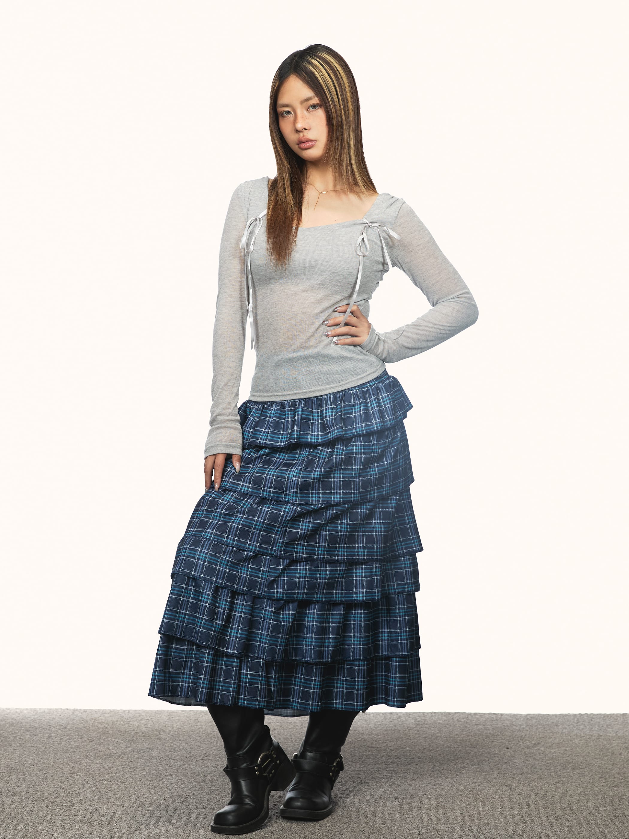American Retro Diagonal Collar Long Sleeve view 4