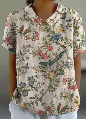 Shirt Women's Short Sleeve Creative Retro Floral view 3