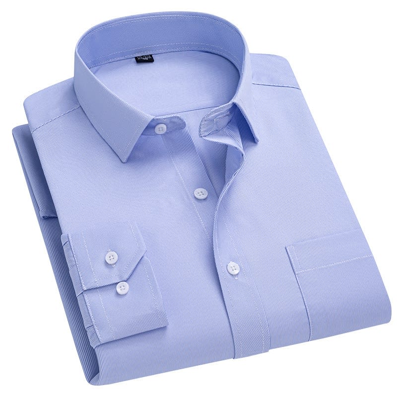 Men's Long-sleeved Plaid Middle-aged Business Square Collar Shirt view 3