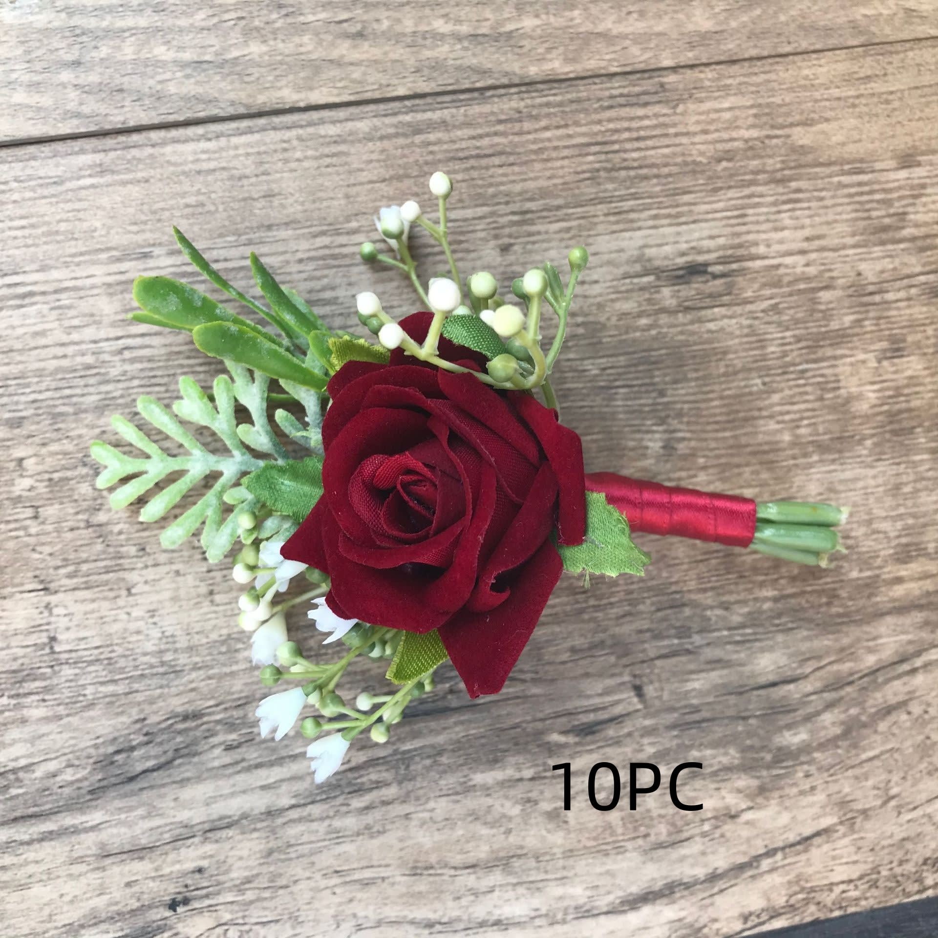 Korean Fabric Bride And Groom Corsage Rose Small Buds Silk Flower Before Marriage view 7
