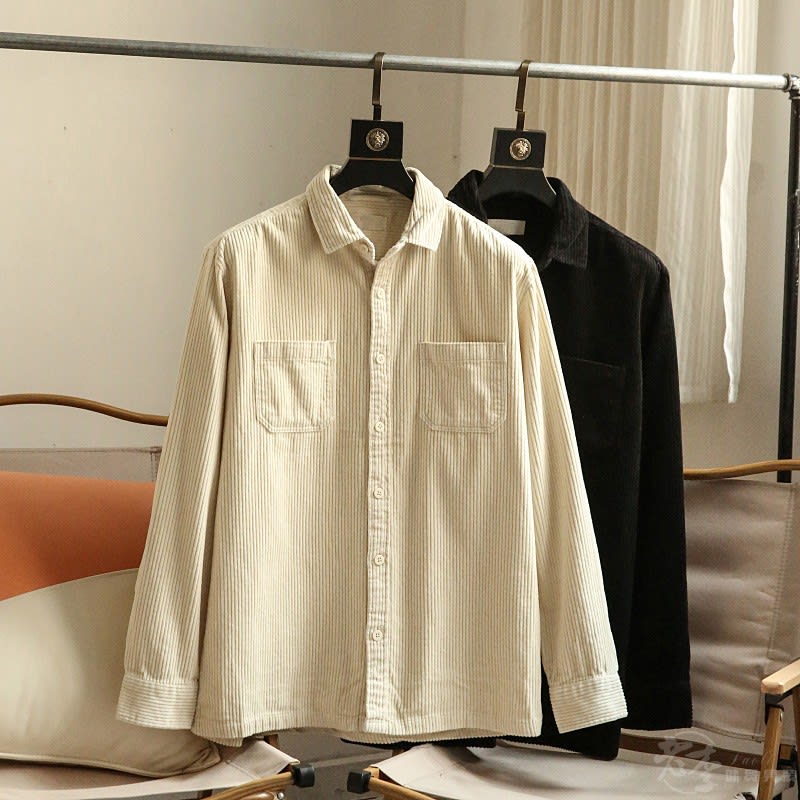 Pure Cotton Corduroy Men's Solid Color Casual Long Sleeves view 3