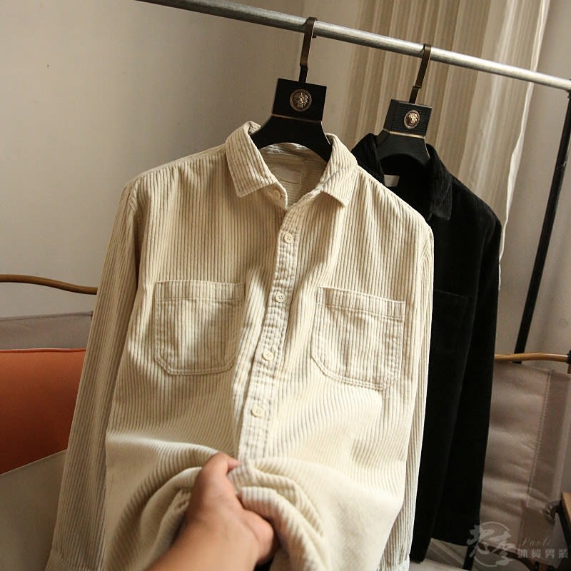 Pure Cotton Corduroy Men's Solid Color Casual Long Sleeves view 2