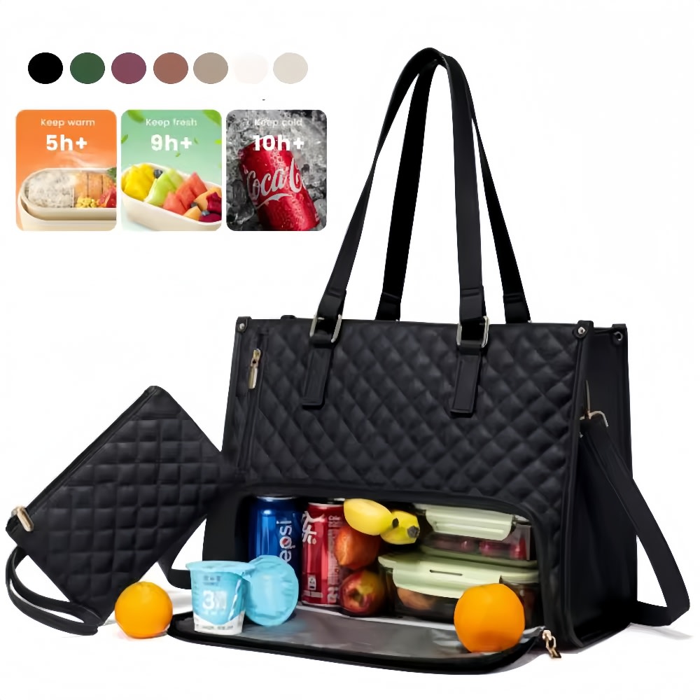Convenient Commute New Lunch Bag Women's Insulated Lunch Box Women's Leak-proof Large Purse Diagonal Computer Storage view 10