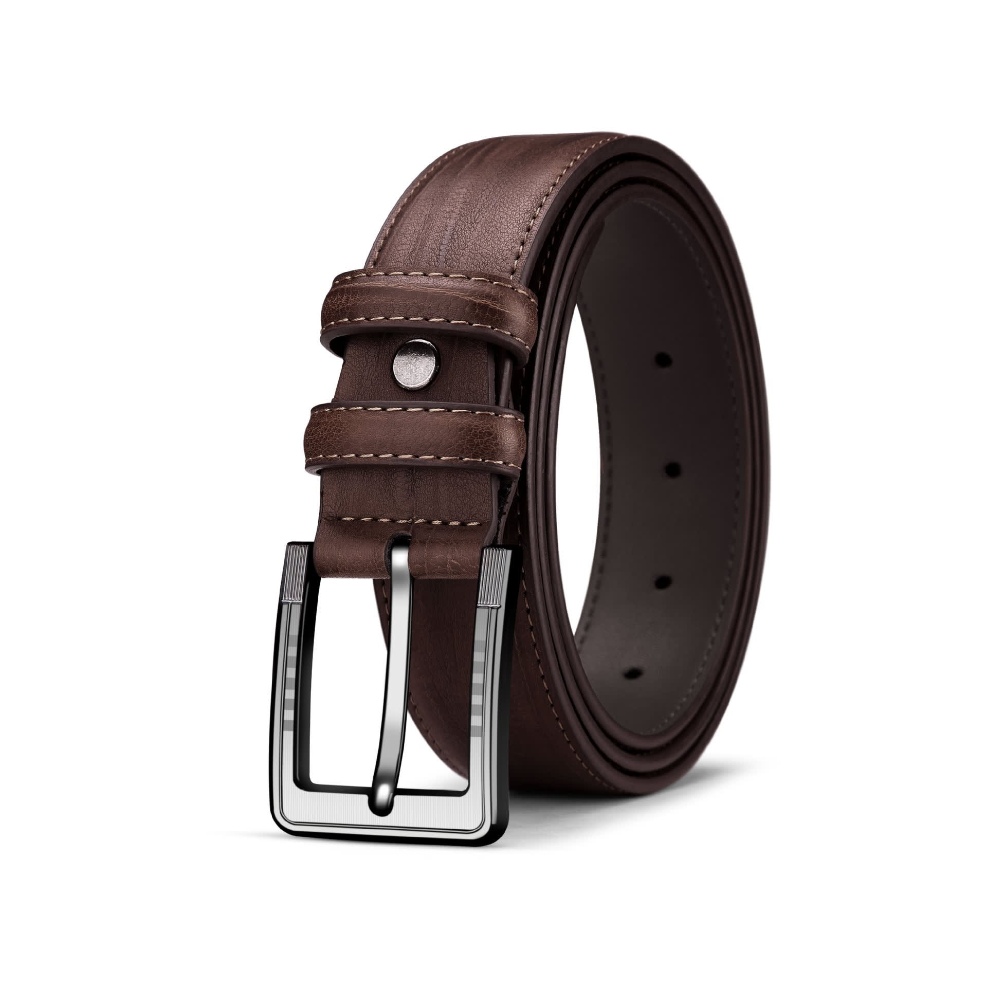 Men's Pin Buckle Leather Belt Leaf Pattern Three Colors view 5