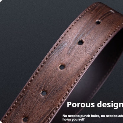 Men's Pin Buckle Leather Belt Leaf Pattern Three Colors view 4