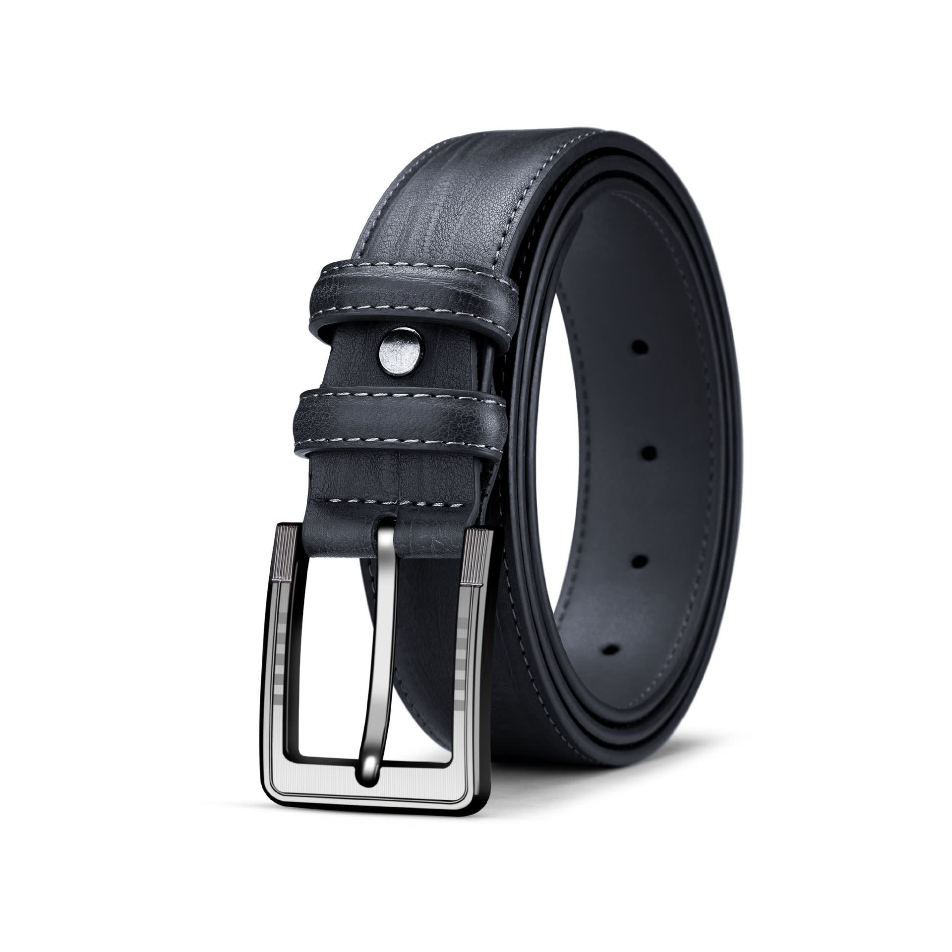 Men's Pin Buckle Leather Belt Leaf Pattern Three Colors view 3