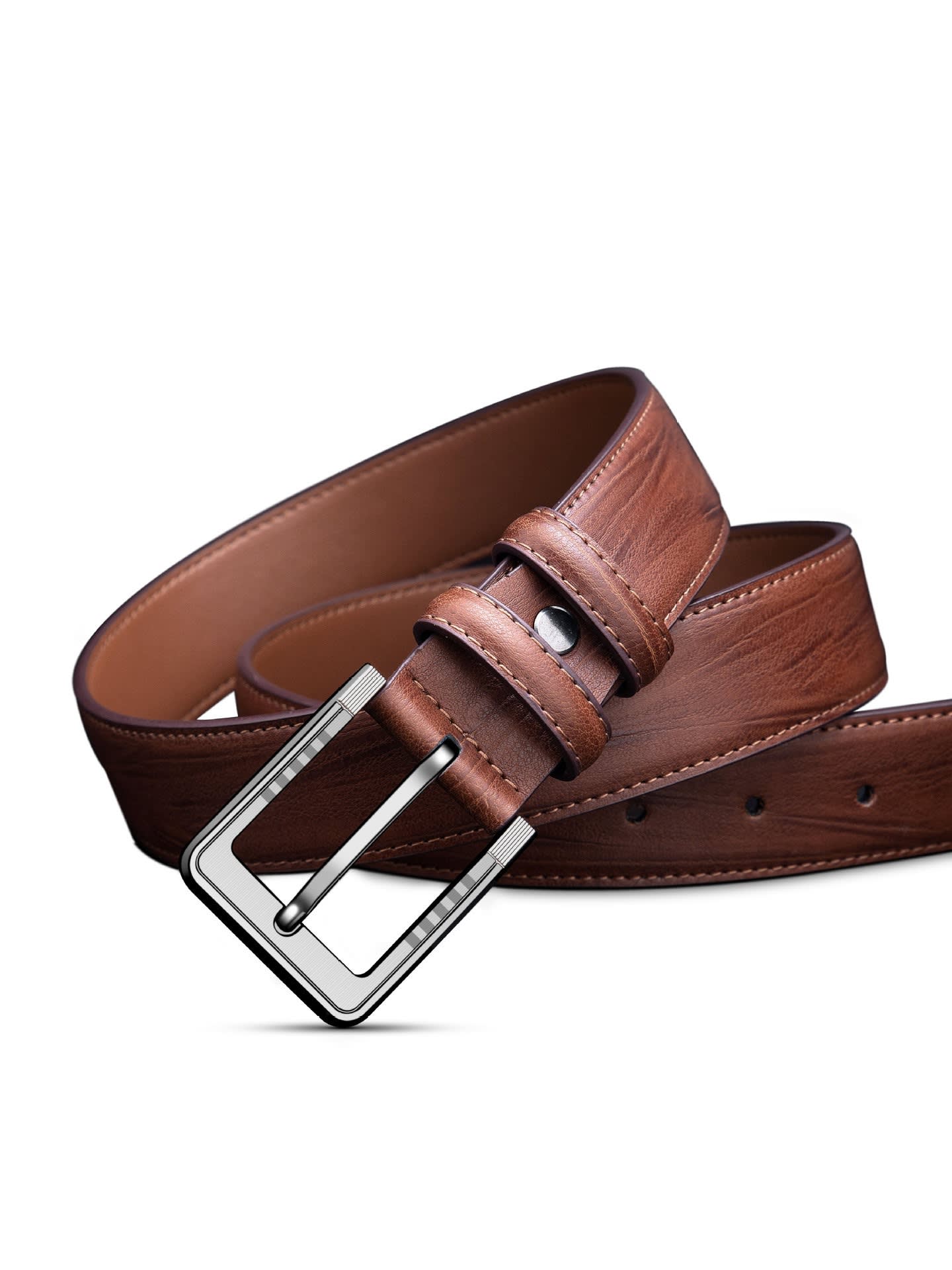 Men's Pin Buckle Leather Belt Leaf Pattern Three Colors view 7