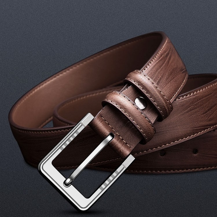 Men's Pin Buckle Leather Belt Leaf Pattern Three Colors view 2