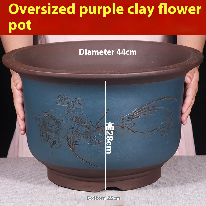 Purple Sand Extra Large-sized Large-diameter Ceramic Flower Pot For Planting Green Radish Trees view 22