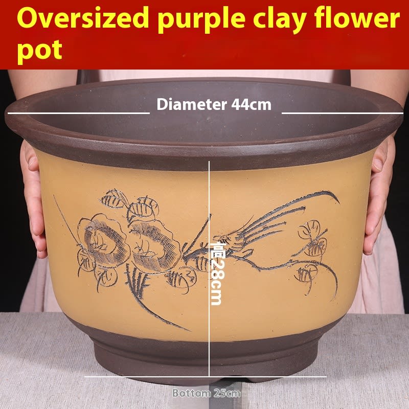 Purple Sand Extra Large-sized Large-diameter Ceramic Flower Pot For Planting Green Radish Trees view 25