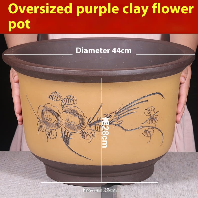 Purple Sand Extra Large-sized Large-diameter Ceramic Flower Pot For Planting Green Radish Trees view 13