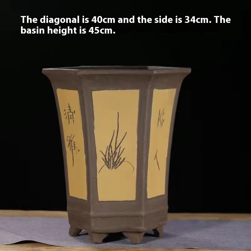 Purple Sand Extra Large-sized Large-diameter Ceramic Flower Pot For Planting Green Radish Trees view 18