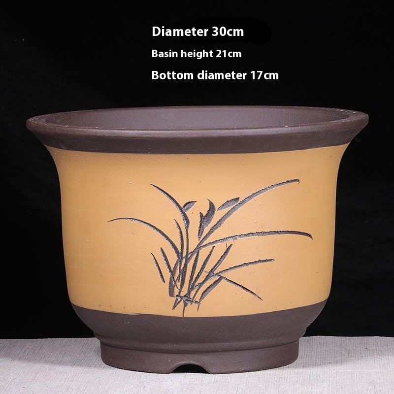 Purple Sand Extra Large-sized Large-diameter Ceramic Flower Pot For Planting Green Radish Trees view 3