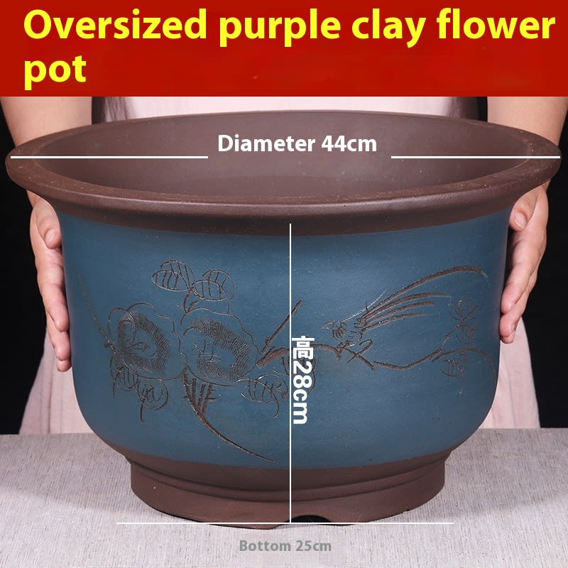 Purple Sand Extra Large-sized Large-diameter Ceramic Flower Pot For Planting Green Radish Trees view 19