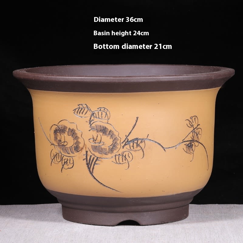 Purple Sand Extra Large-sized Large-diameter Ceramic Flower Pot For Planting Green Radish Trees view 12