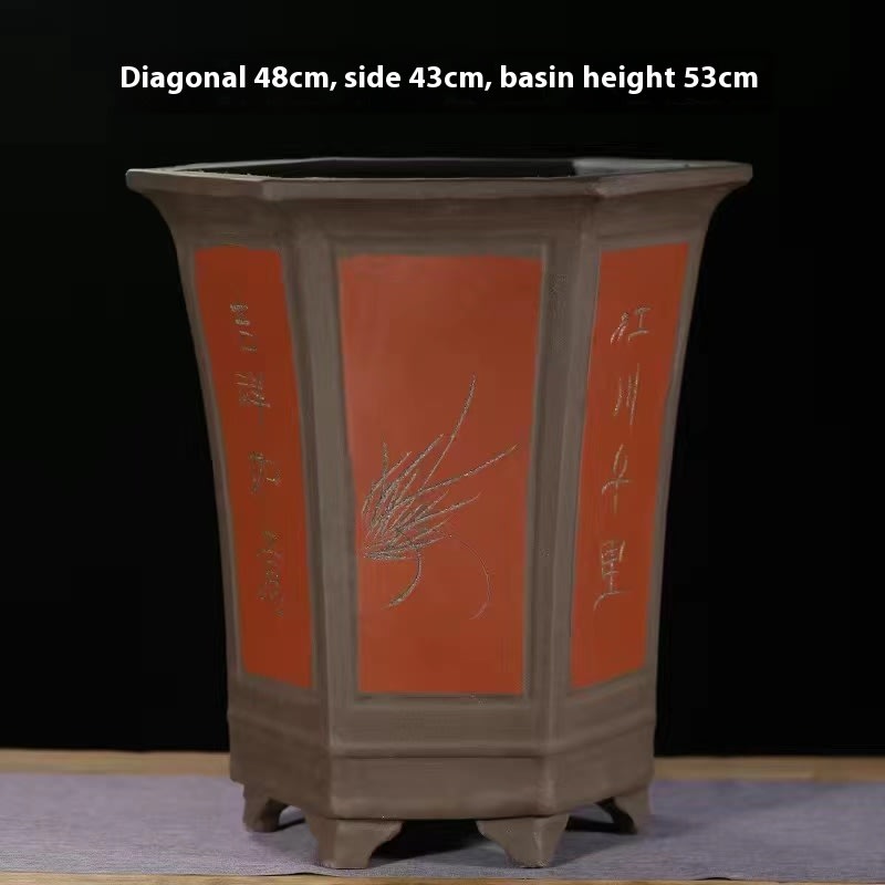 Purple Sand Extra Large-sized Large-diameter Ceramic Flower Pot For Planting Green Radish Trees view 21