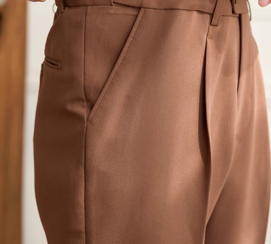Retro Elastic Waist Non-ironing Naples Mid-high Waist Suit Pants view 4