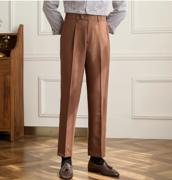 Retro Elastic Waist Non-ironing Naples Mid-high Waist Suit Pants view 7