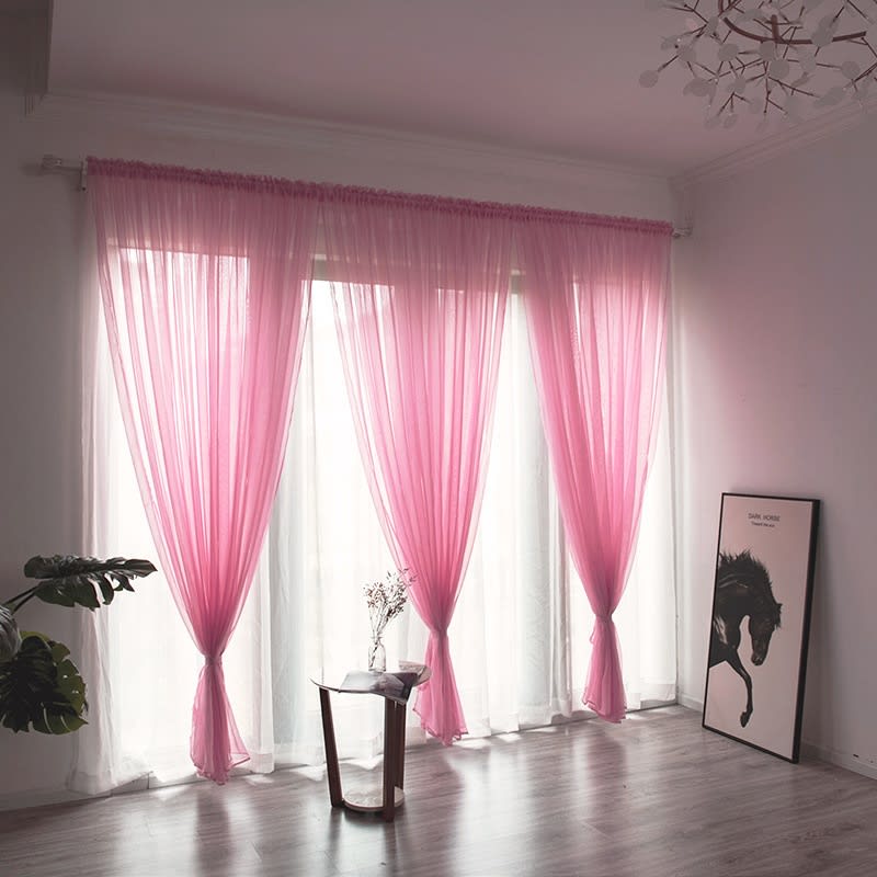 Simple And Modern Balcony Solid Color Gauze Curtain view 10
