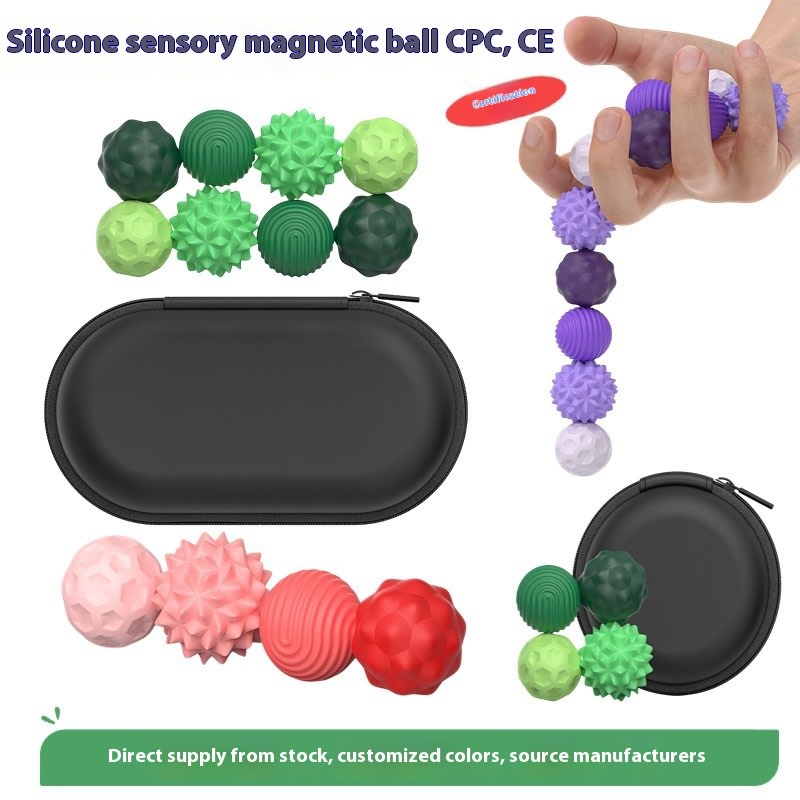 Magnetic Silicone Sensory Balls Worry Balls Autism Calming Fidgeting Toy Fidget Toy Kid Adults Anxiety Relief Stress Sensory Toy view 7