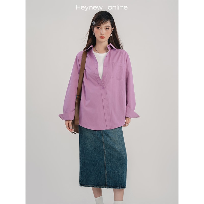 Solid Color Shirt For Women Casual Fashion All-matching view 5