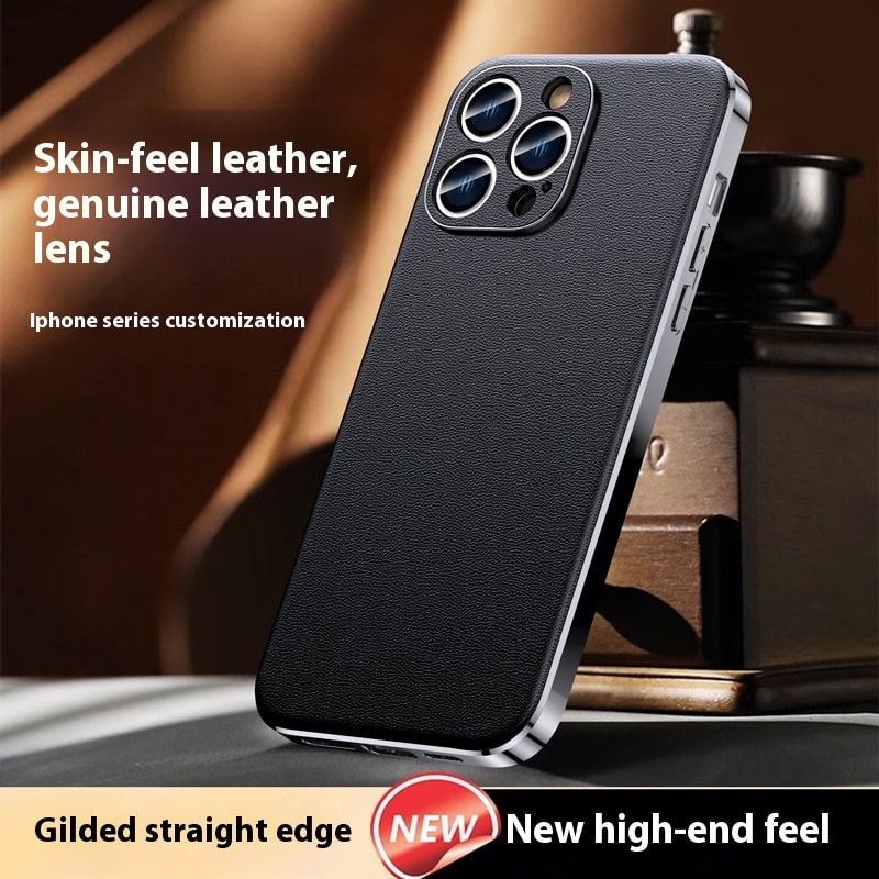 Plating Shell Simple Leather Phone Case Protective Case view 2