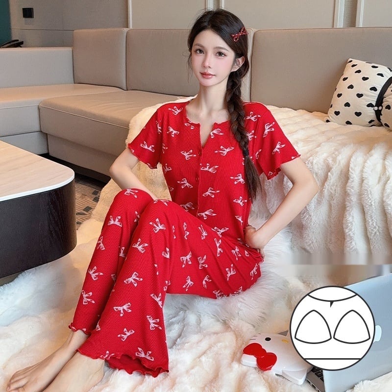 Thin Short-sleeved Trousers High-grade Pajamas Women's Suit view 10