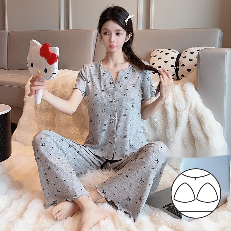 Thin Short-sleeved Trousers High-grade Pajamas Women's Suit view 7