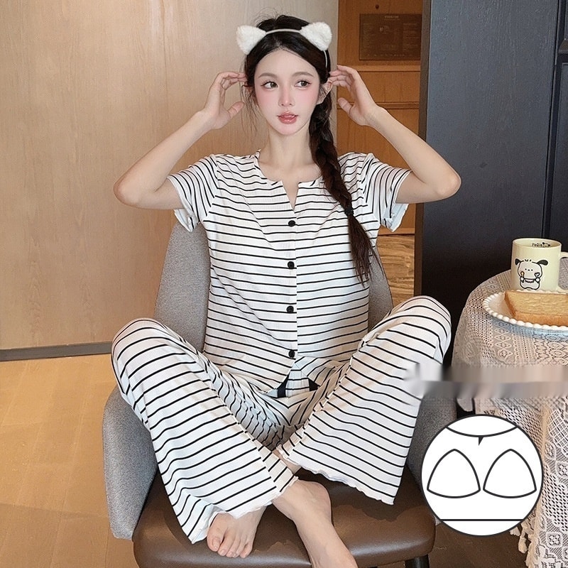 Thin Short-sleeved Trousers High-grade Pajamas Women's Suit view 9