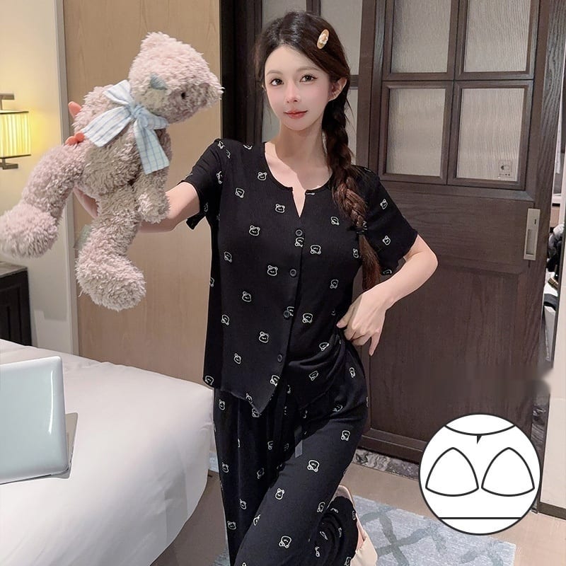 Thin Short-sleeved Trousers High-grade Pajamas Women's Suit view 5