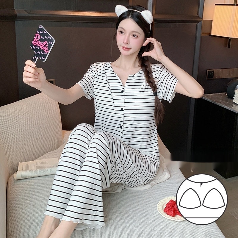 Thin Short-sleeved Trousers High-grade Pajamas Women's Suit view 8