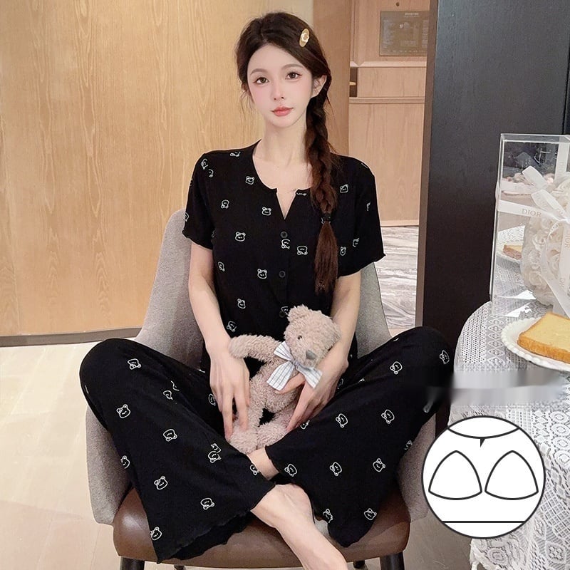 Thin Short-sleeved Trousers High-grade Pajamas Women's Suit view 6