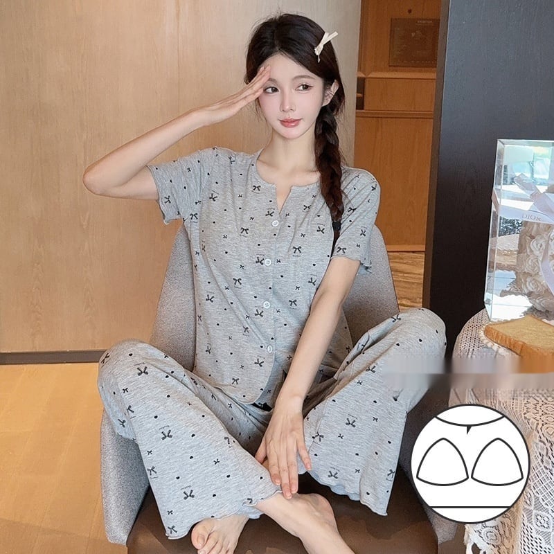 Thin Short-sleeved Trousers High-grade Pajamas Women's Suit view 4
