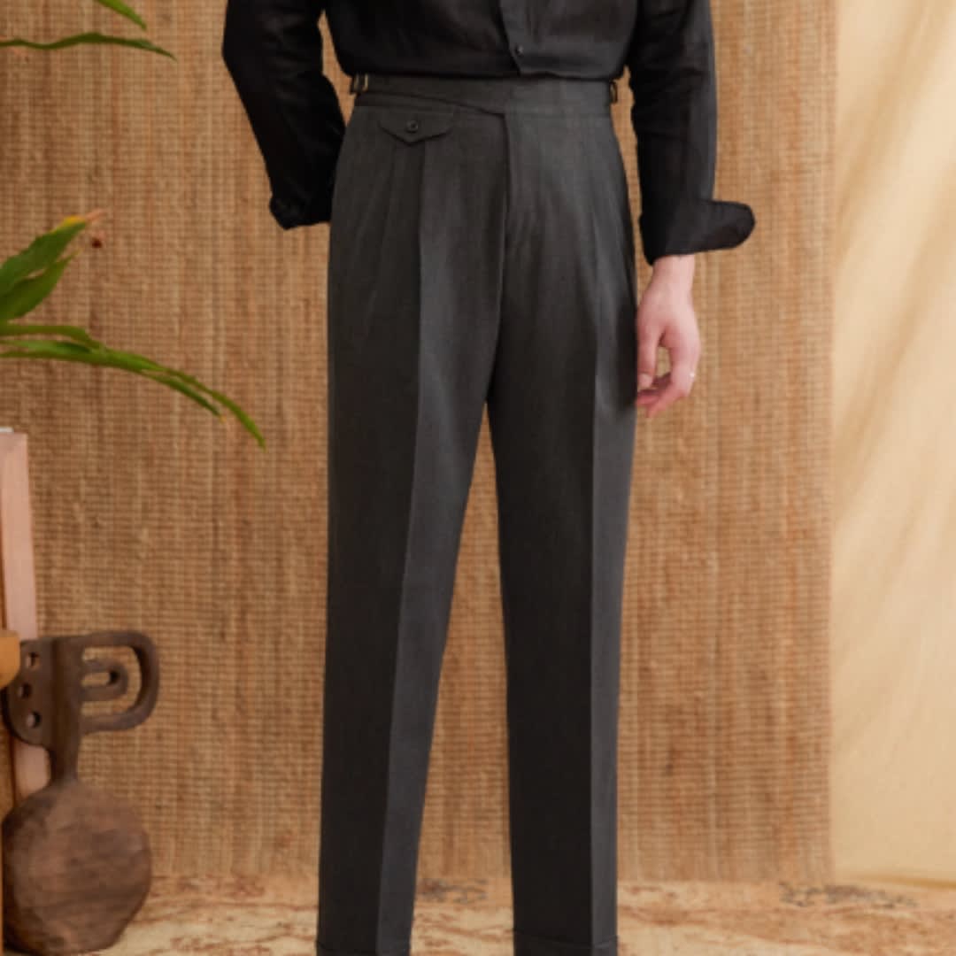 Commuting Italian Style Business Wrinkle Resistant Casual Pants For Men In England view 2