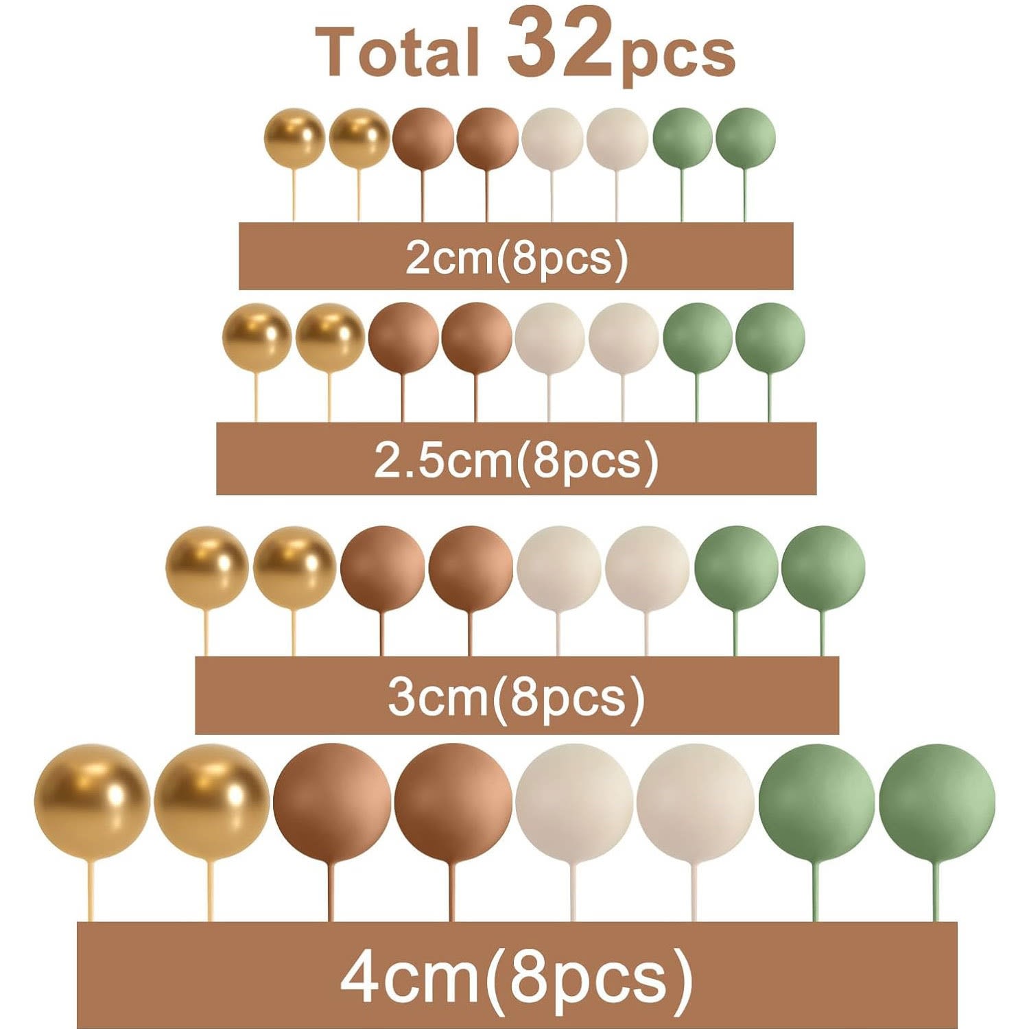 32 Pcsset Colorful Foam Ball Birthday Cake Decoration Multi-style Plug-in view 7