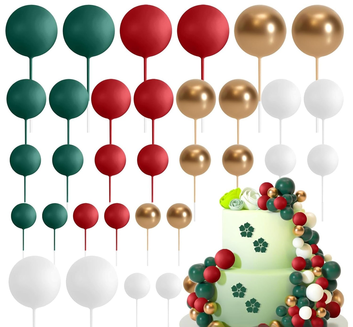 32 Pcsset Colorful Foam Ball Birthday Cake Decoration Multi-style Plug-in view 2