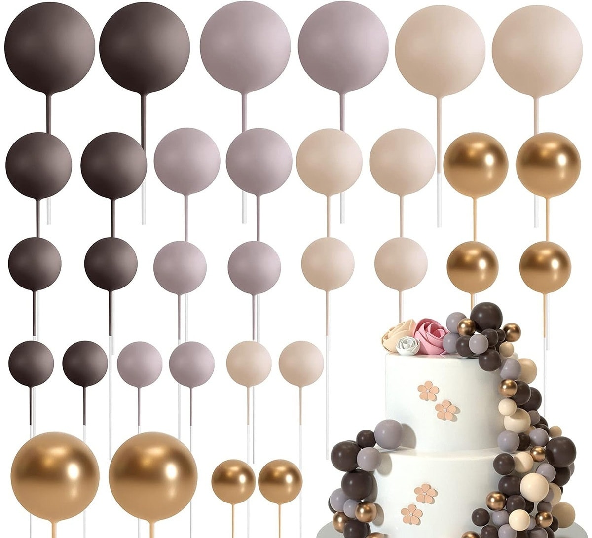 32 Pcsset Colorful Foam Ball Birthday Cake Decoration Multi-style Plug-in view 23