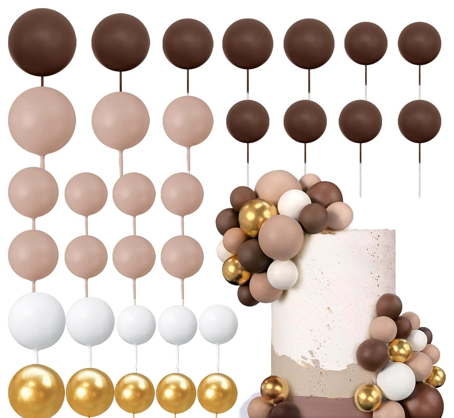 32 Pcsset Colorful Foam Ball Birthday Cake Decoration Multi-style Plug-in view 19